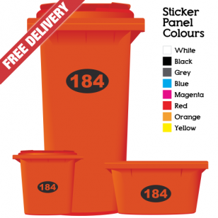 Wheelie Bin Sticker Numbers Oval Style (Pack Of 12)